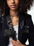 Secret Lucky Charm Key Ring - Black grained leather clutch
