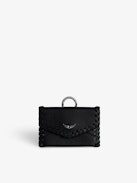 Secret Lucky Charm Key Ring - Black grained leather clutch