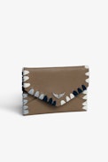 Secret Lucky Charm Key Ring - Taupe grained leather clutch