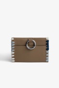 Secret Lucky Charm Key Ring - Taupe grained leather clutch