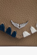 Secret Lucky Charm Key Ring - Taupe grained leather clutch