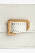 Le Cecilia Pass Card Case - Women’s card case in ecru leather with a gold-tone C-shaped buckle