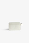 Le Cecilia Pass Card Case - Women’s card case in ecru leather with a gold-tone C-shaped buckle