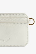Le Cecilia Pass Card Case - Women’s card case in ecru leather with a gold-tone C-shaped buckle