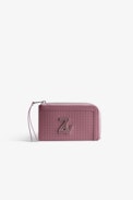 Kartenetui ZV Initiale Le Medium - Damen-Kartenetui aus geflochtenem Leder in Rosa mit ZV-Schließe