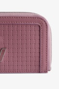 Kartenetui ZV Initiale Le Medium - Damen-Kartenetui aus geflochtenem Leder in Rosa mit ZV-Schließe
