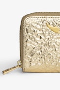 ZV Mini Crinkled Wallet - Women’s metallic gold crinkled leather zipped wallet