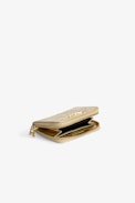ZV Mini Crinkled Wallet - Women’s metallic gold crinkled leather zipped wallet