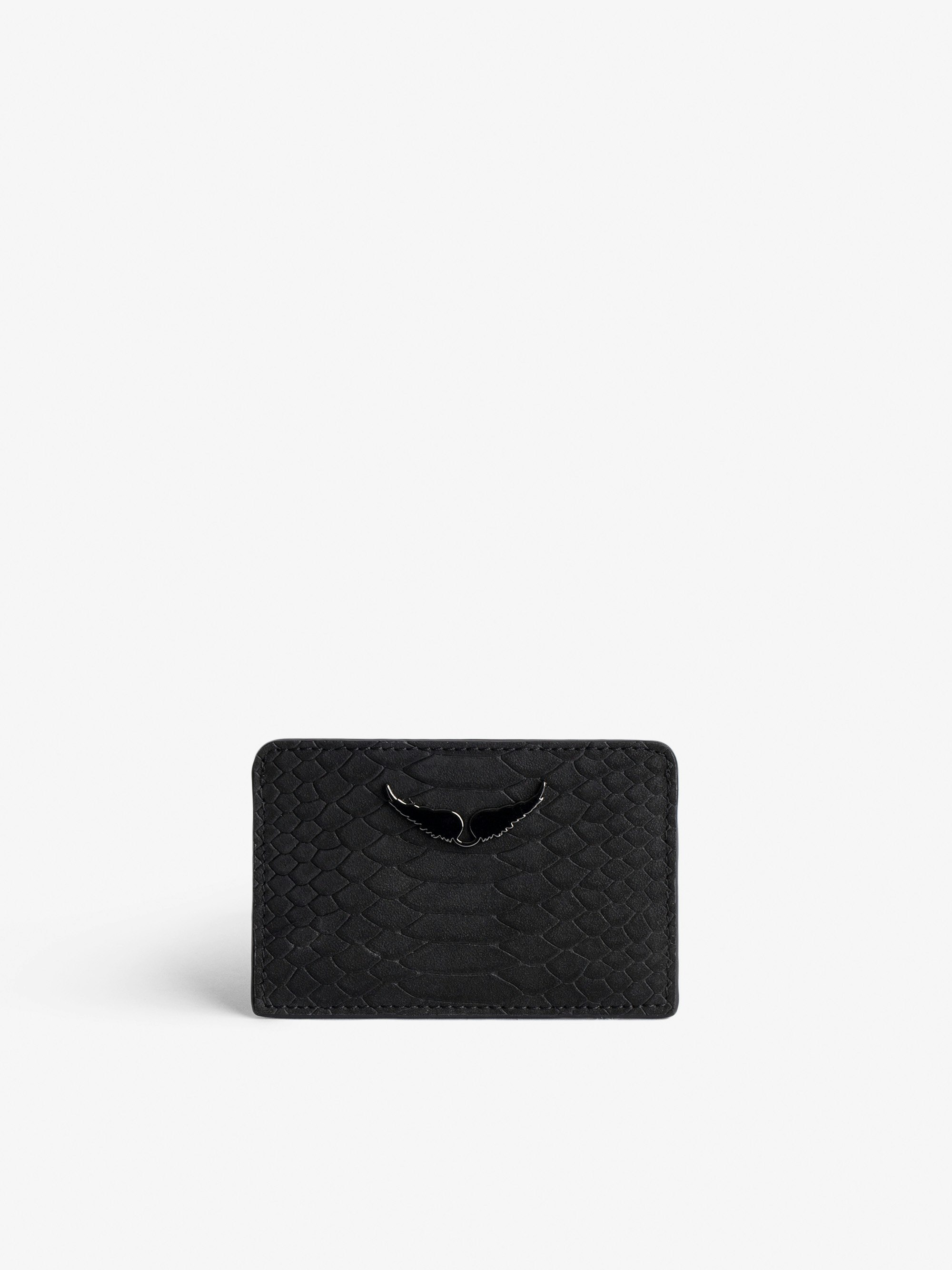 ZV Soft Savage Pass Card Case - Women's card case in black python-effect leather