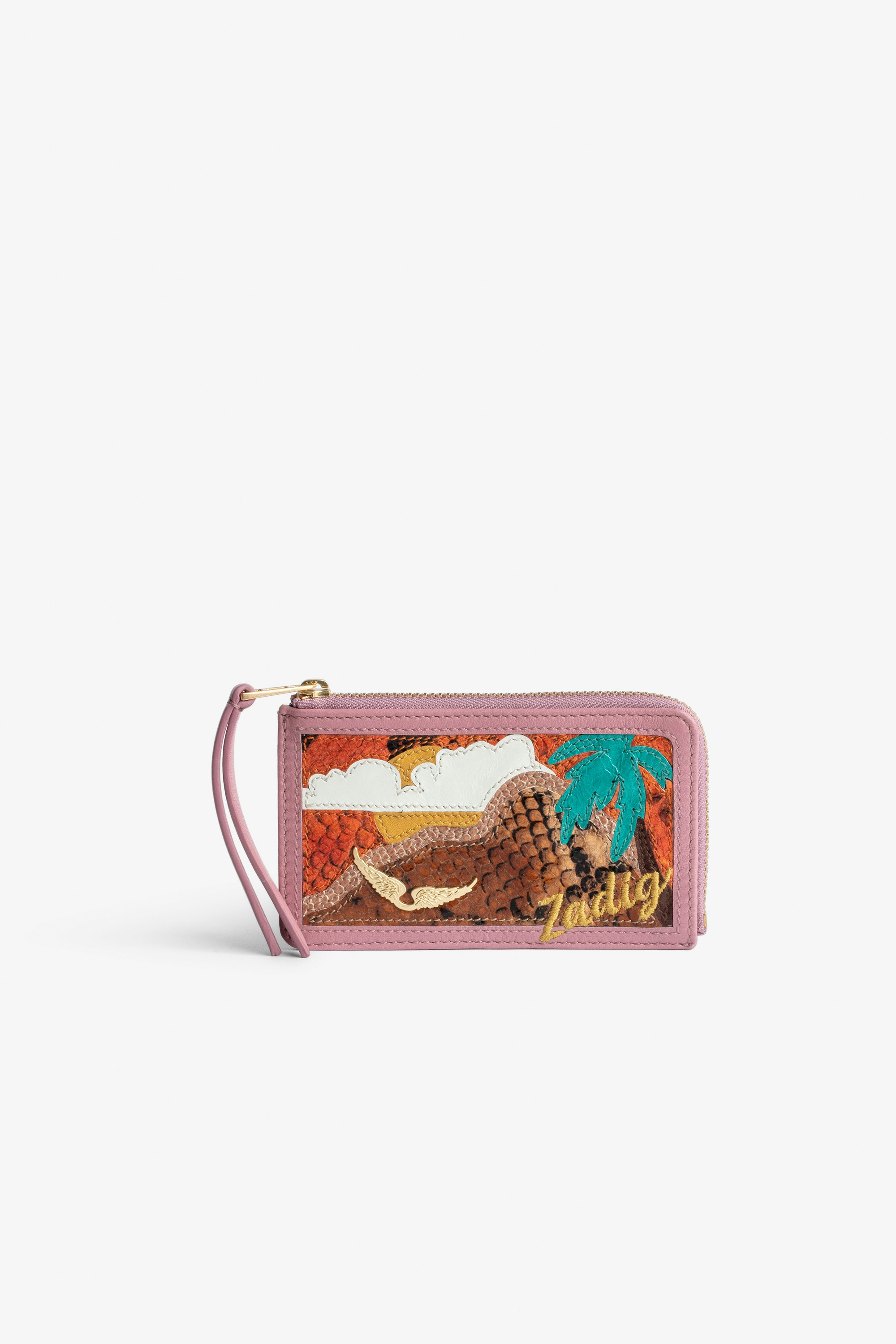 ZV Card Case Women's card case in pink leather with island motif