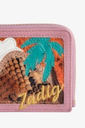 ZV Card Case - Women's card case in pink leather with island motif