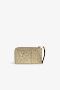 Portacarte ZV Card - Portacarte con zip e slot in pelle froissé metallizzata dorata - Donna