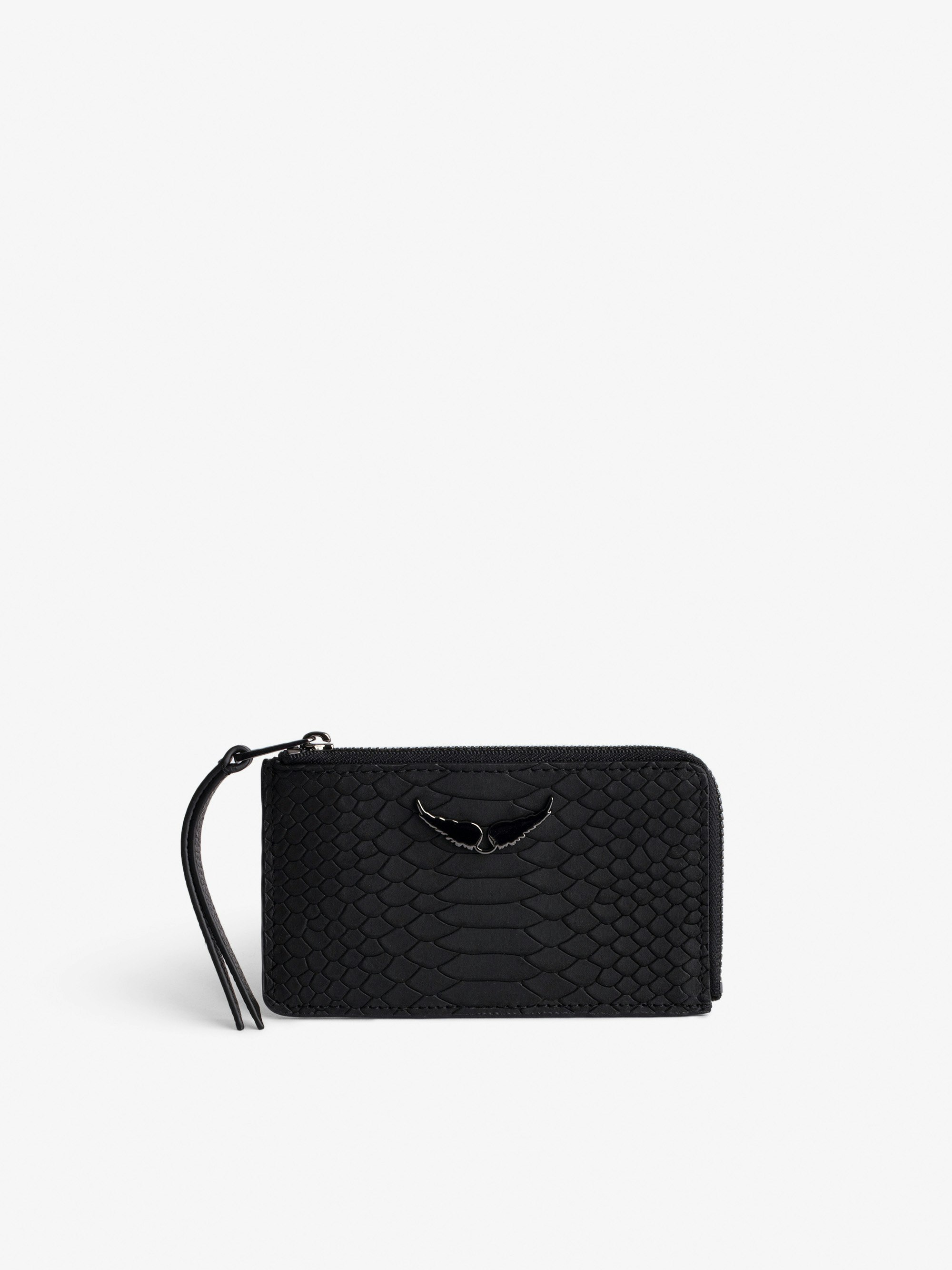 ZV Card Case - Women's card case in black python-effect leather