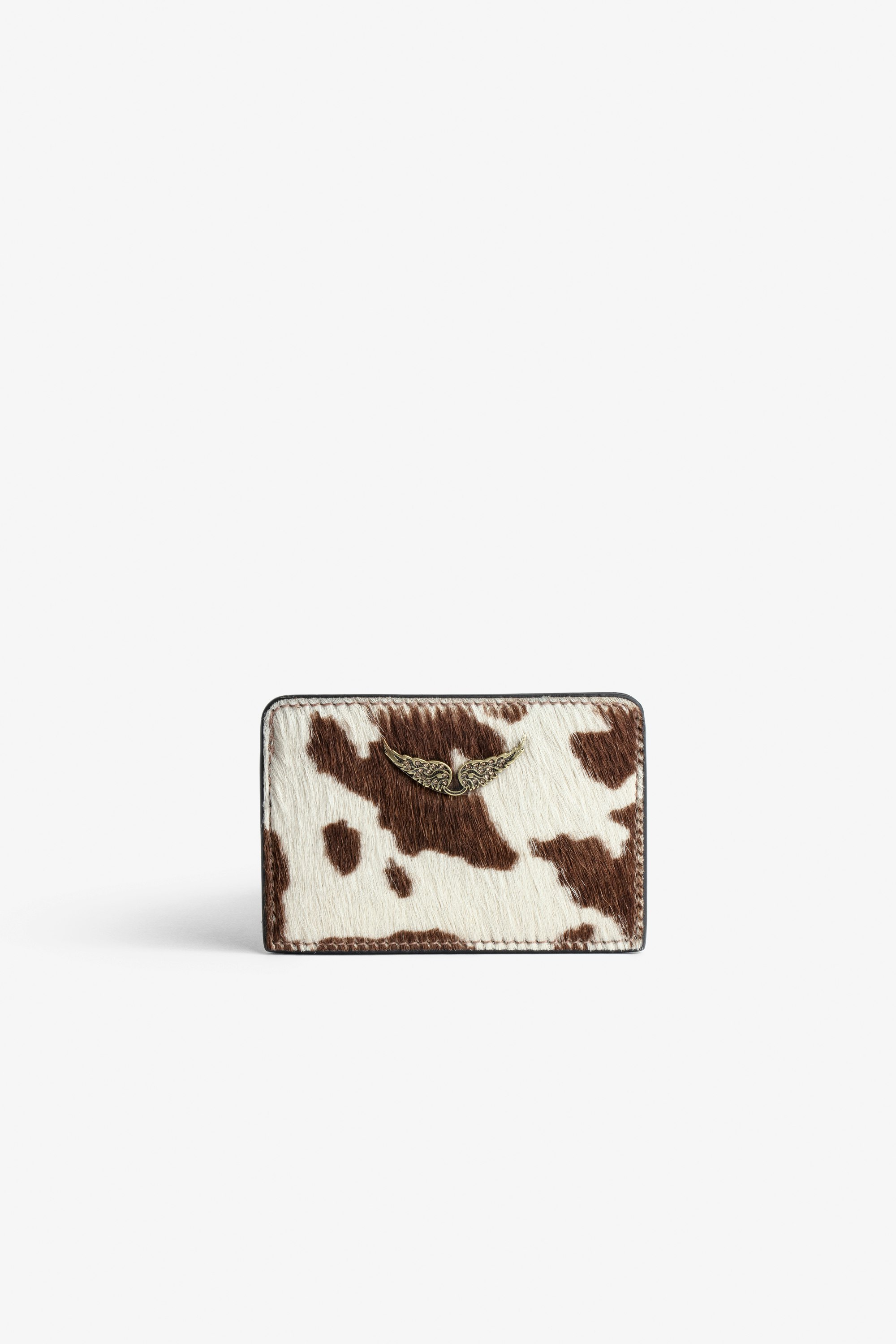 ZV Pass Card Case Women's card case in brown-and-white pony-effect leather