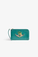 ZV Card Case - Women’s card case in blue leather with a surfer charm