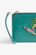 ZV Card Case - Women’s card case in blue leather with a surfer charm