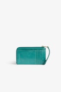 ZV Card Case - Women’s card case in blue leather with a surfer charm