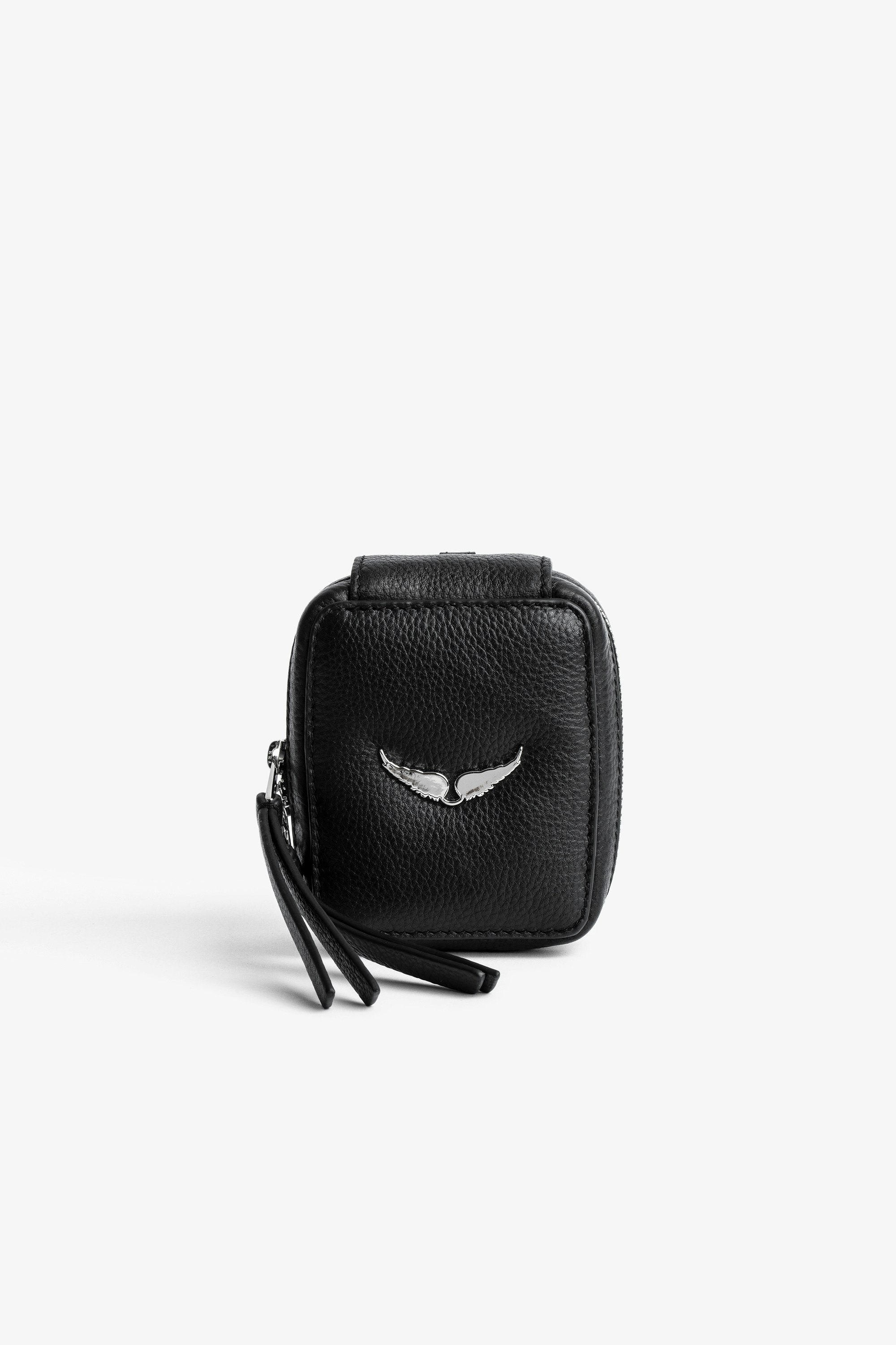 Swing Your Wings ケース ブラックグレインレザー Swing Your Wings チャームクラッチ レディース