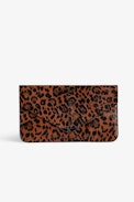 Borderline Leopard Pouch - Women’s brown leopard-print patent leather envelope clutch with wings charm.
