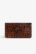 Borderline Leopard Pouch - Women’s brown leopard-print patent leather envelope clutch with wings charm.