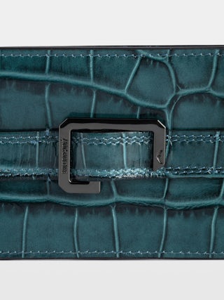 Card Holder Le Cecilia Pass Embossed - Embossed crocodile-effect leather card holder with C buckle.