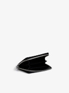 Mini ZV Dotted Swiss Coin Purse - Women’s black grained leather wallet with studs and wings charm.
