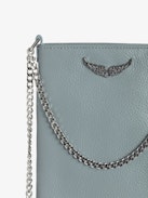 Pochette para Teléfono Pouch Rock - Funda para teléfono de cuero, cadenas y firma de alas.