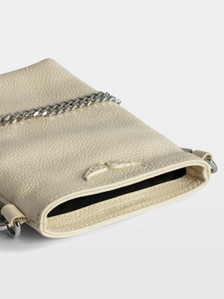 Phone Pochette Pouch Rock - Leather phone case clutch with chains and wing signature.