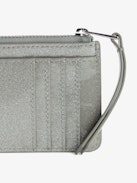 ZV Card  Infinity Patent Card Holder - Silver glitter patent leather card holder with wings charm.
