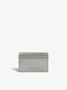 ZV Pass Infinity Patent Card Holder - Silver glitter patent leather card holder with card slots and wings charm.