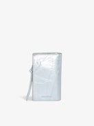 Compact Eternal Metallic Card Holder - Women’s metallic silver crinkled leather card holder.