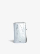 Compact Eternal Metallic Card Holder - Women’s metallic silver crinkled leather card holder.