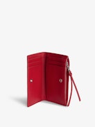 Tarjetero Compact Eternal - Tarjetero rojo de piel lisa.