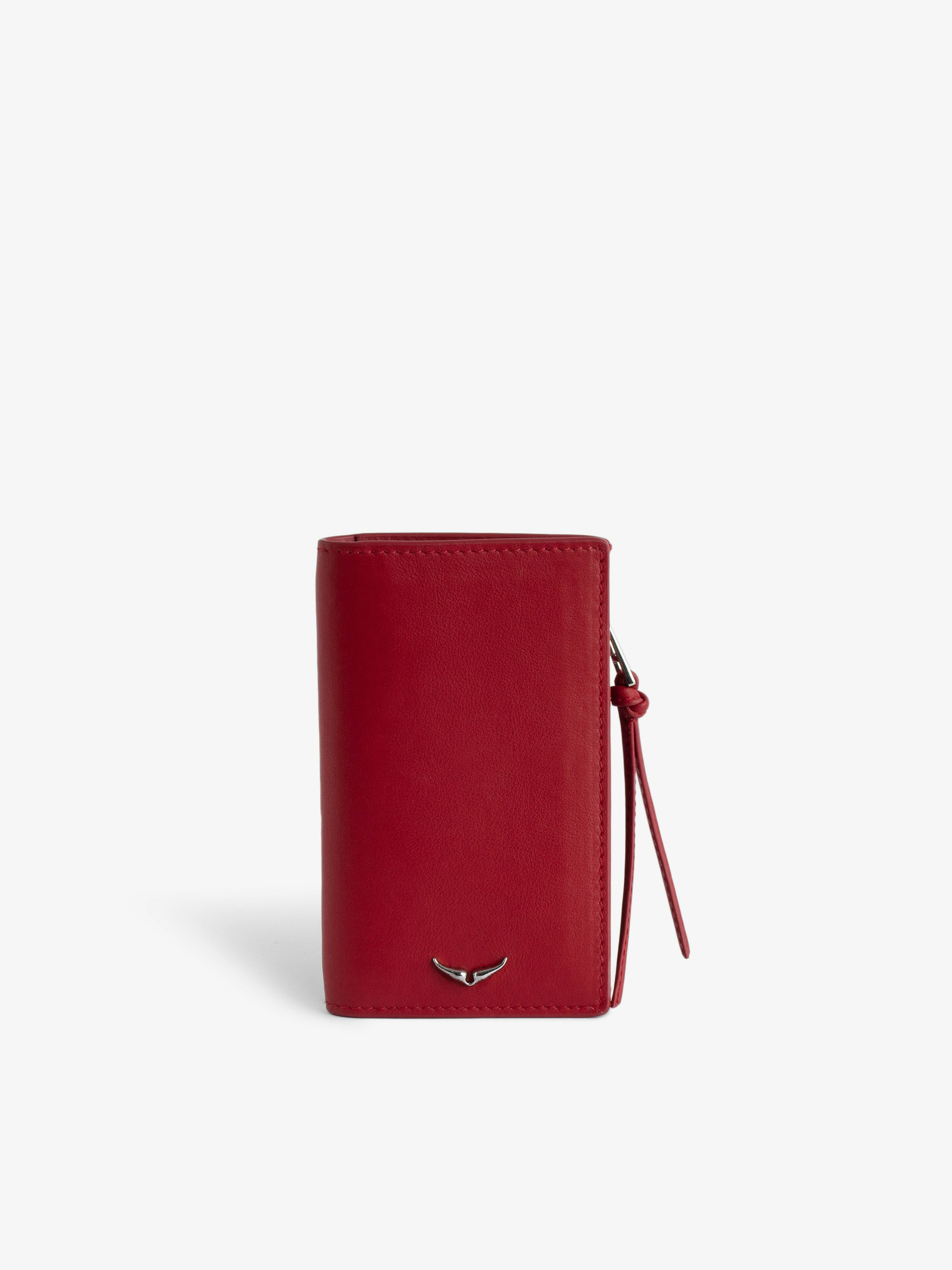 Compact Eternal Card Holder - Smooth red leather card holder.