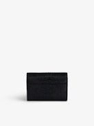 Portefeuille Borderline Embossé - Petit portefeuille en cuir embossé effet iguane noir à rabat.