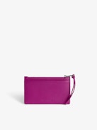 Monedero Long Eternal - Monedero fucsia de piel lisa con cordón y colgante de alas.