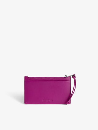 Porte-Monnaie Long Eternal - Porte-monnaie en cuir lisse à lanière et charm ailes.