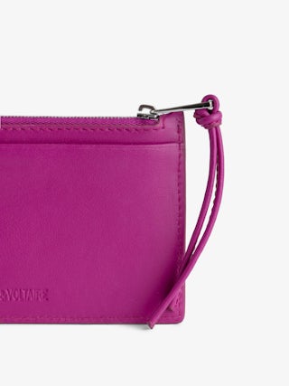 Porte-Monnaie Long Eternal - Porte-monnaie en cuir lisse à lanière et charm ailes.