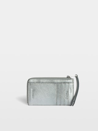 ZV Card Card Holder - Card holder in metallic grained leather adorned with embossed wings signature and debossed "Love yourself" message.