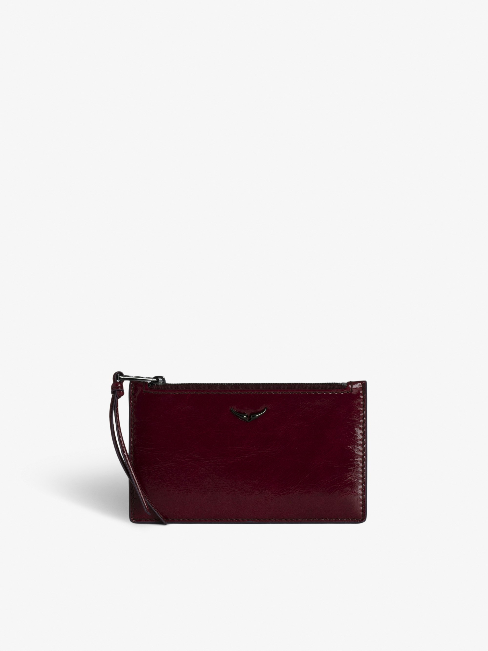 Monedero Long Eternal - Monedero rojo de piel con efecto arrugado brillante.