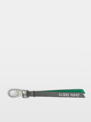Love Link Keyring - Grained leather key ring strap with "Enjoy Today" message.