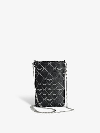 Rock Phone Pouch - Coated canvas phone case pouch with chains and signature wings.