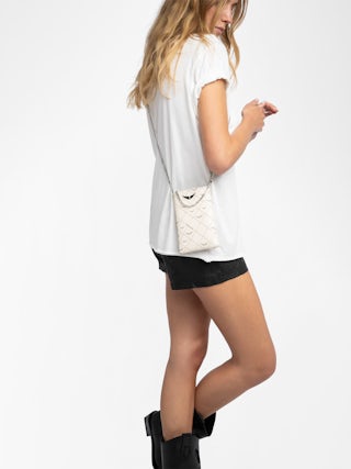 Rock Phone Pouch - Coated canvas phone case pouch with chains and signature wings.