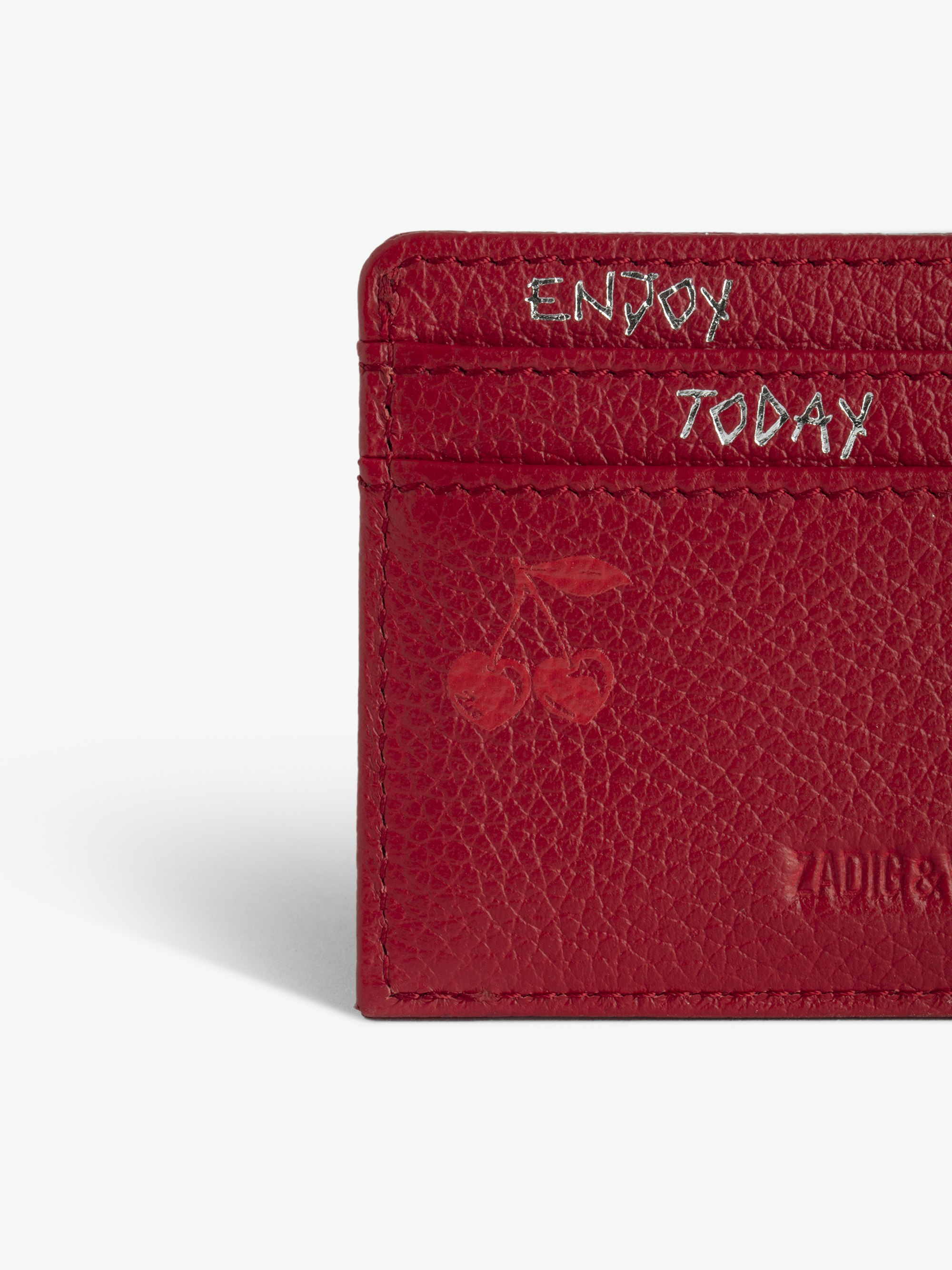 Red Grained Leather Card Holder | Zadig&Voltaire