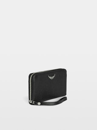 Compagnon Wallet - Grained leather wallet adorned with a wing charm.