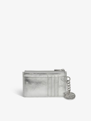 Sunny Card Cardholder Vintage Metal - Metallic leather cardholder with medallion charm and wing signatures.