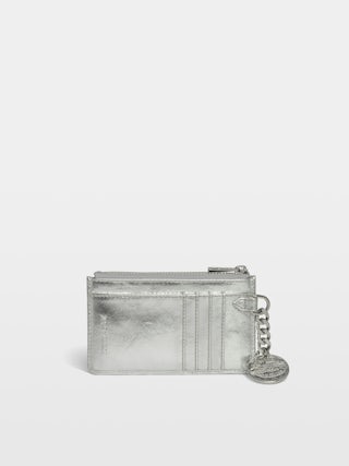 Sunny Card Cardholder Vintage Metal - Metallic leather cardholder with medallion charm and wing signatures.