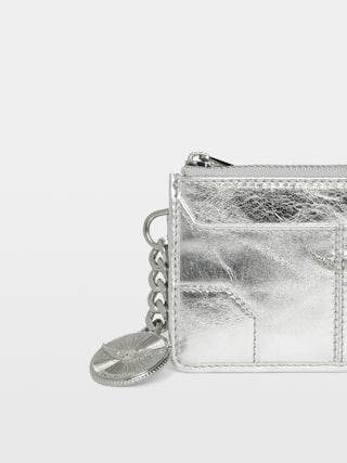 Sunny Card Cardholder Vintage Metal - Metallic leather cardholder with medallion charm and wing signatures.