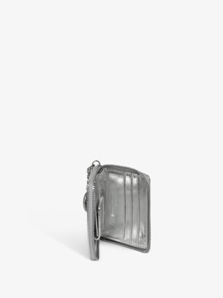 Sunny Mini Vintage Metal Wallet - Metallic leather wallet with medallion and wing signatures.