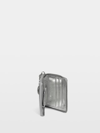 Sunny Mini Vintage Metal Wallet - Metallic leather wallet with medallion and wing signatures.